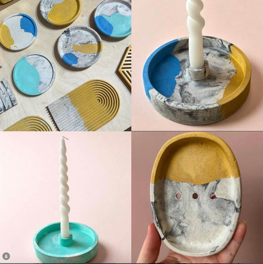Coloured Concrete Planter/Candlesticks/Dish Workshop